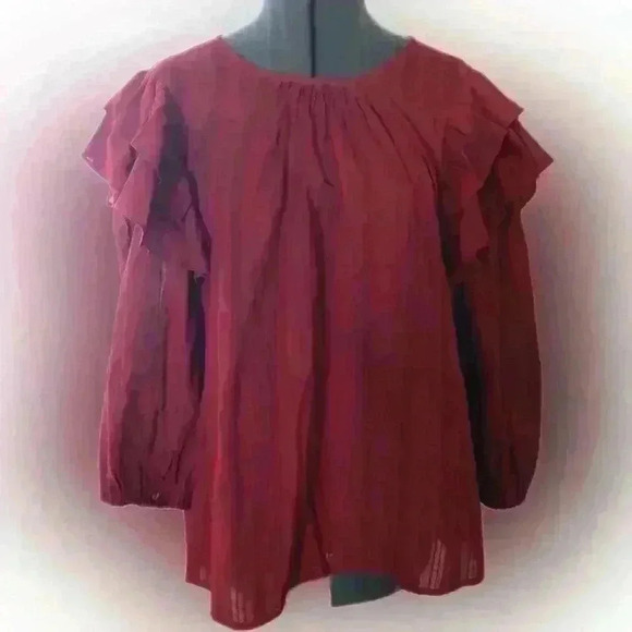 Universal Thread Puffed Flared Sleeve Burgundy? Deep Red Blouse Top Women XXL - Picture 2 of 8